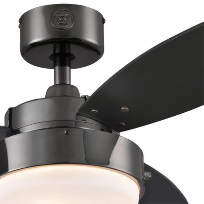 Westinghouse Alloy 42in 3-Blade Ceiling Fan | Gun Metal and Black MDF Blades with Opal Frosted Glass | Small Bedrooms & Offices | Model 7221500