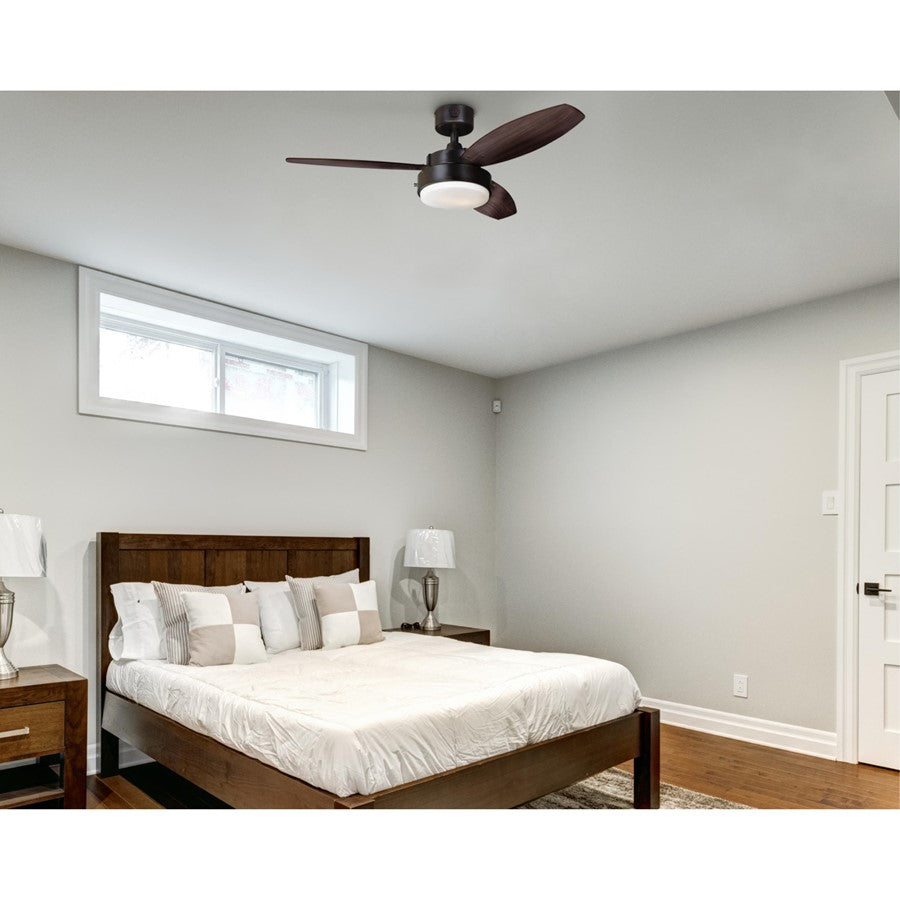 Westinghouse Alloy 42in 3-Blade Ceiling Fan | Oil Rubbed Bronze and Walnut MDF Blades with Opal Frosted Glass | Small Bedrooms & | Model 7222500