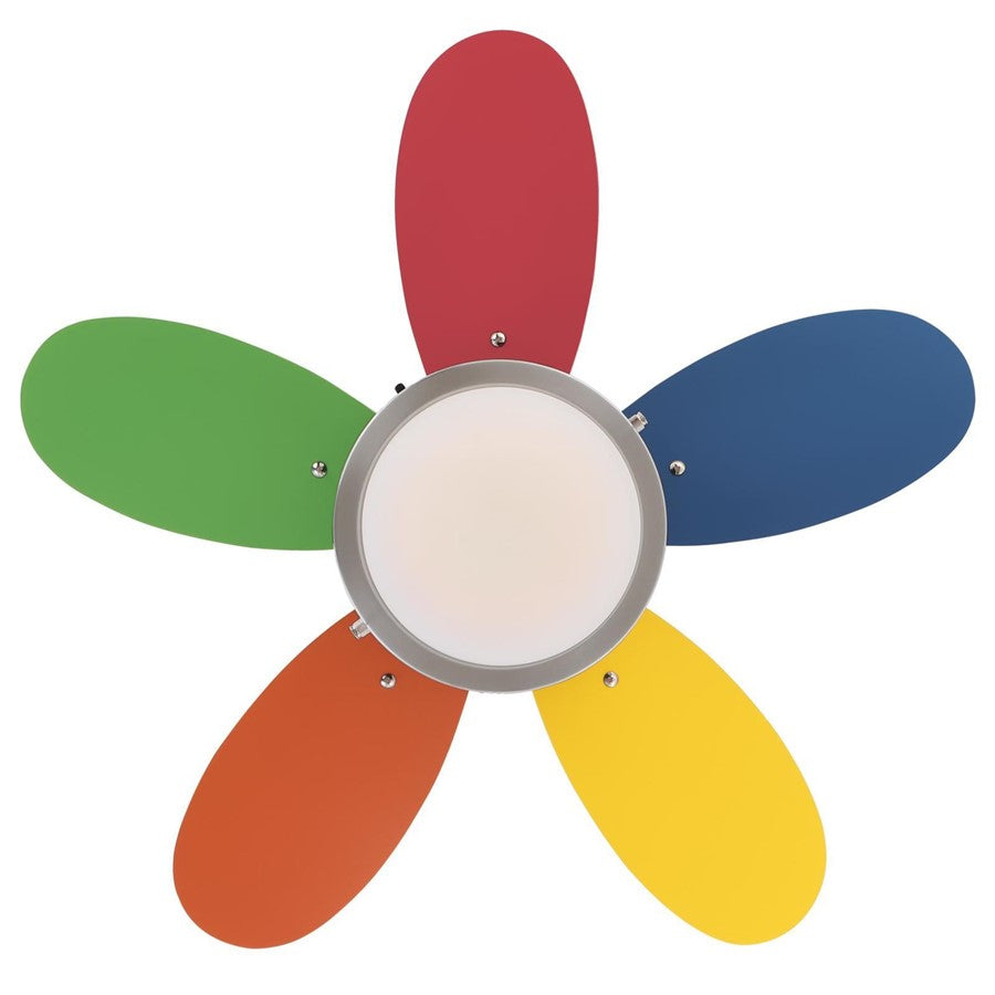 Westinghouse Roundabout 30in 5-Blade Ceiling Fan | Brushed Nickel and Multi-Color MDF Blades with Opal Frosted Glass | Kids Rooms & | Model 7223600