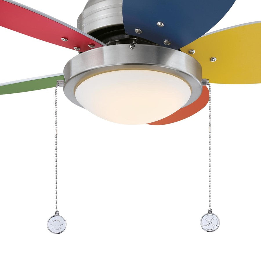 Westinghouse Roundabout 30in 5-Blade Ceiling Fan | Brushed Nickel and Multi-Color MDF Blades with Opal Frosted Glass | Kids Rooms & | Model 7223600