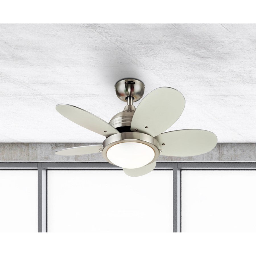 Westinghouse Roundabout 30in 5-Blade Ceiling Fan | Brushed Nickel and Multi-Color MDF Blades with Opal Frosted Glass | Kids Rooms & | Model 7223600