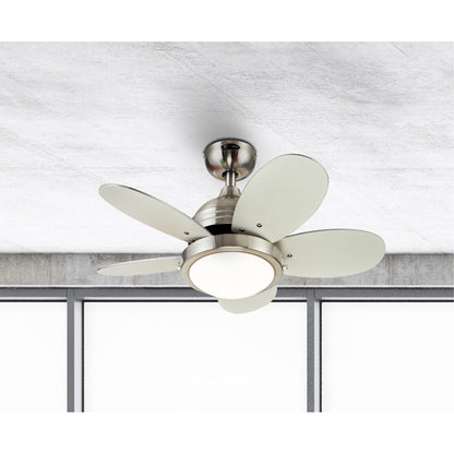 Westinghouse Roundabout 30in 5-Blade Ceiling Fan | Brushed Nickel and Multi-Color MDF Blades with Opal Frosted Glass | Kids Rooms & | Model 7223600