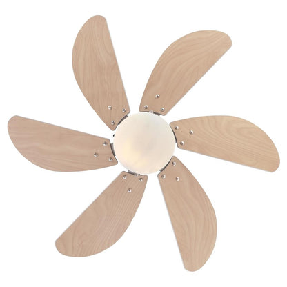 Westinghouse Turbo Swirl 30in 6-Blade LED Ceiling Fan | Brushed Aluminum and Light Maple MDF | Small Bedrooms & Kitchens | Model 7224000