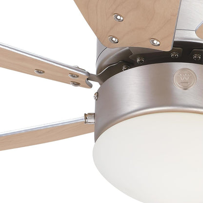 Westinghouse Turbo Swirl 30in 6-Blade LED Ceiling Fan | Brushed Aluminum and Light Maple MDF | Small Bedrooms & Kitchens | Model 7224000