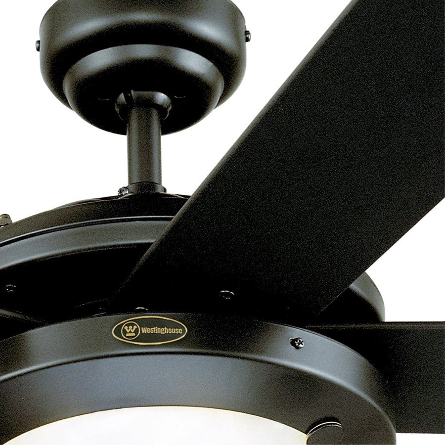 Westinghouse Comet 52in 5-Blade Low Profile LED Ceiling Fan | Matte Black and Reversible Black/Marble Plywood | Great Rooms & Living | Model 7224200