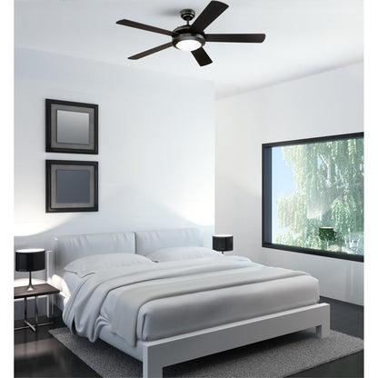 Westinghouse Comet 52in 5-Blade Low Profile LED Ceiling Fan | Matte Black and Reversible Black/Marble Plywood | Great Rooms & Living | Model 7224200