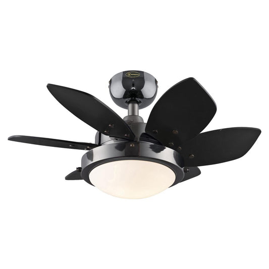 Westinghouse Quince 24in 6-Blade LED Ceiling Fan | Gun Metal and Reversible Black/Graphite MDF | Small Bedrooms & Kitchens | Model 7224600