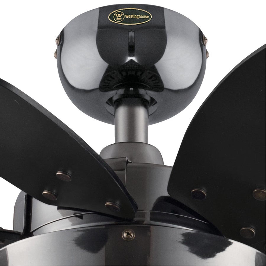 Westinghouse Quince 24in 6-Blade LED Ceiling Fan | Gun Metal and Reversible Black/Graphite MDF | Small Bedrooms & Kitchens | Model 7224600