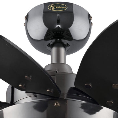 Westinghouse Quince 24in 6-Blade LED Ceiling Fan | Gun Metal and Reversible Black/Graphite MDF | Small Bedrooms & Kitchens | Model 7224600