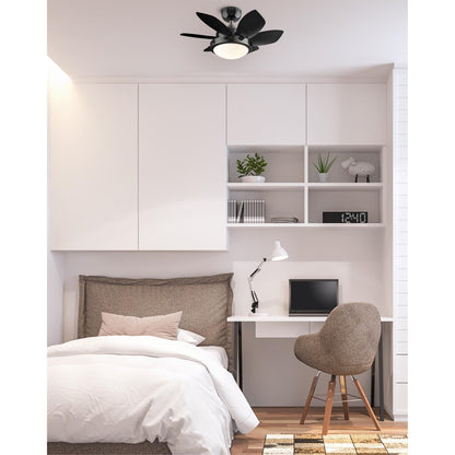 Westinghouse Quince 24in 6-Blade LED Ceiling Fan | Gun Metal and Reversible Black/Graphite MDF | Small Bedrooms & Kitchens | Model 7224600