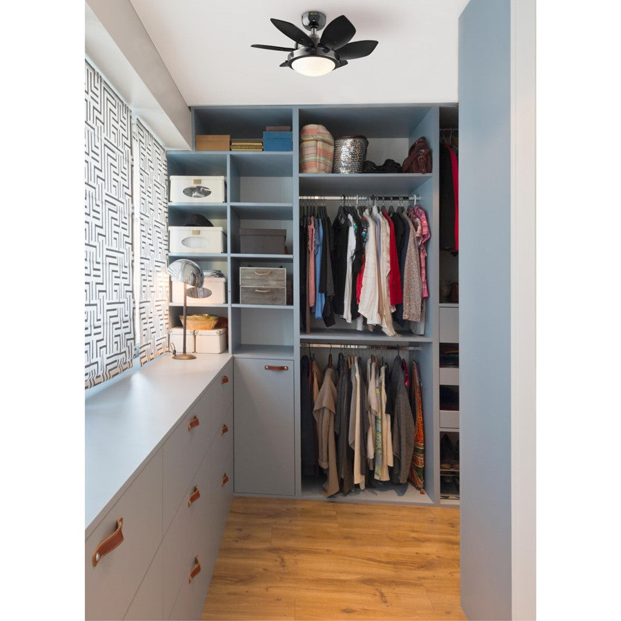 Westinghouse Quince 24in 6-Blade LED Ceiling Fan | Gun Metal and Reversible Black/Graphite MDF | Small Bedrooms & Kitchens | Model 7224600