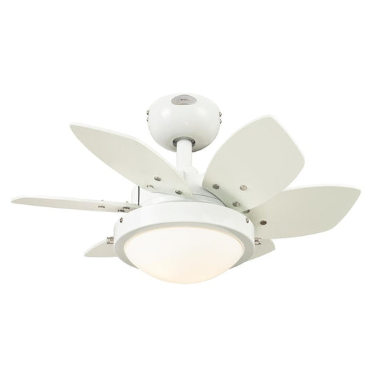 Westinghouse Quince 24in 6-Blade LED Ceiling Fan | White and Reversible White/Beech MDF | Small Bedrooms & Kitchens | Model 7224700