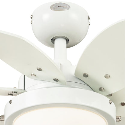 Westinghouse Quince 24in 6-Blade LED Ceiling Fan | White and Reversible White/Beech MDF | Small Bedrooms & Kitchens | Model 7224700
