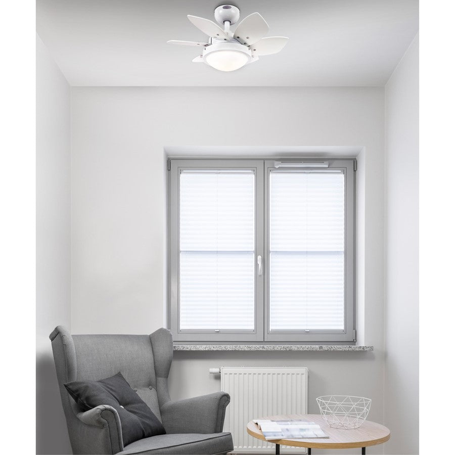 Westinghouse Quince 24in 6-Blade LED Ceiling Fan | White and Reversible White/Beech MDF | Small Bedrooms & Kitchens | Model 7224700
