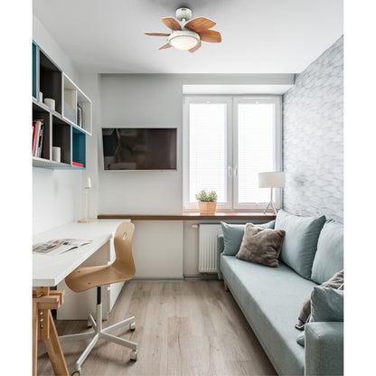 Westinghouse Quince 24in 6-Blade LED Ceiling Fan | White and Reversible White/Beech MDF | Small Bedrooms & Kitchens | Model 7224700