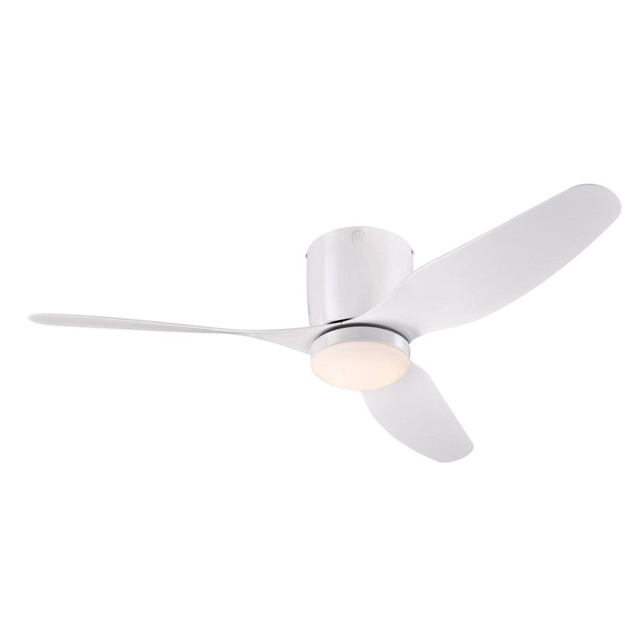 Westinghouse Carla 46in 3-Blade Ceiling Fan | Contemporary White and Opal Frosted Glass | Bedroom & Living Room | 1190 Lumens, 3000K | Model 7225100