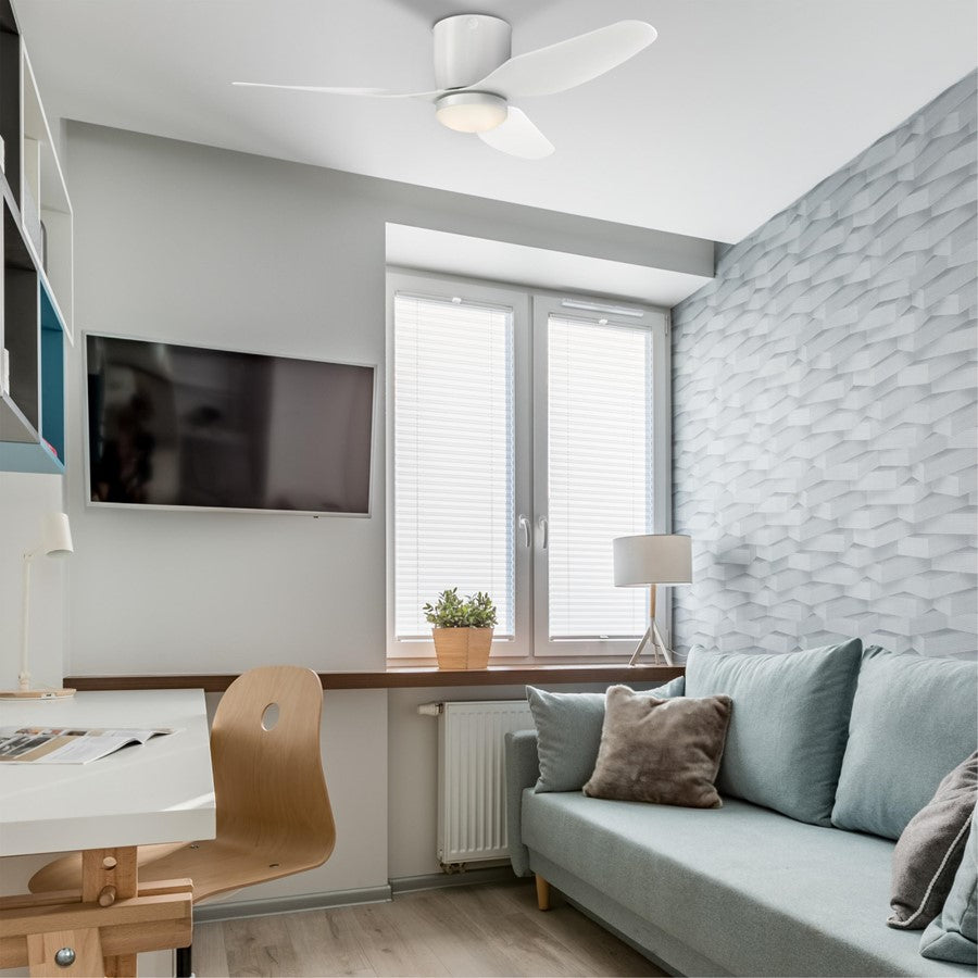 Westinghouse Carla 46in 3-Blade Ceiling Fan | Contemporary White and Opal Frosted Glass | Bedroom & Living Room | 1190 Lumens, 3000K | Model 7225100