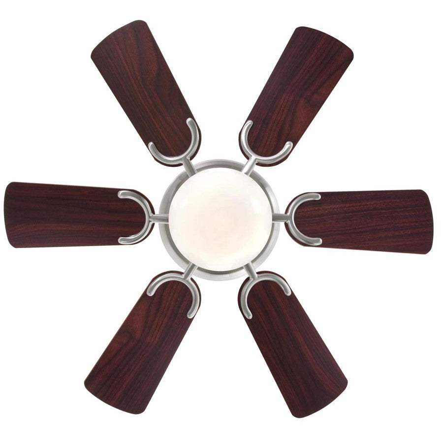Westinghouse Petite 30in 6-Blade Ceiling Fan | Traditional Brushed Nickel and Opal Glass | Small Bedroom & Office | 800 Lumens, 3000K | Model 7230700