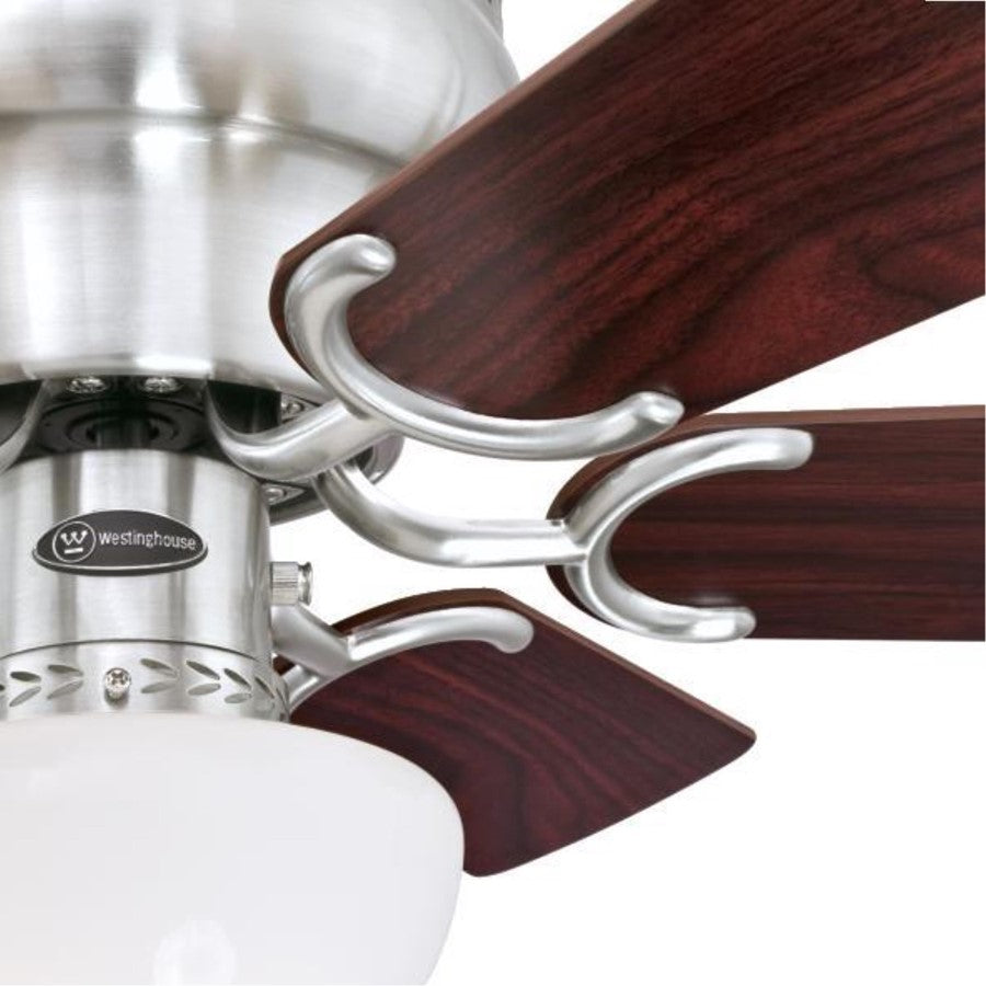 Westinghouse Petite 30in 6-Blade Ceiling Fan | Traditional Brushed Nickel and Opal Glass | Small Bedroom & Office | 800 Lumens, 3000K | Model 7230700