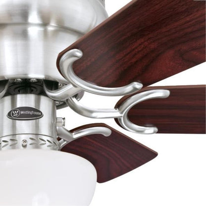 Westinghouse Petite 30in 6-Blade Ceiling Fan | Traditional Brushed Nickel and Opal Glass | Small Bedroom & Office | 800 Lumens, 3000K | Model 7230700