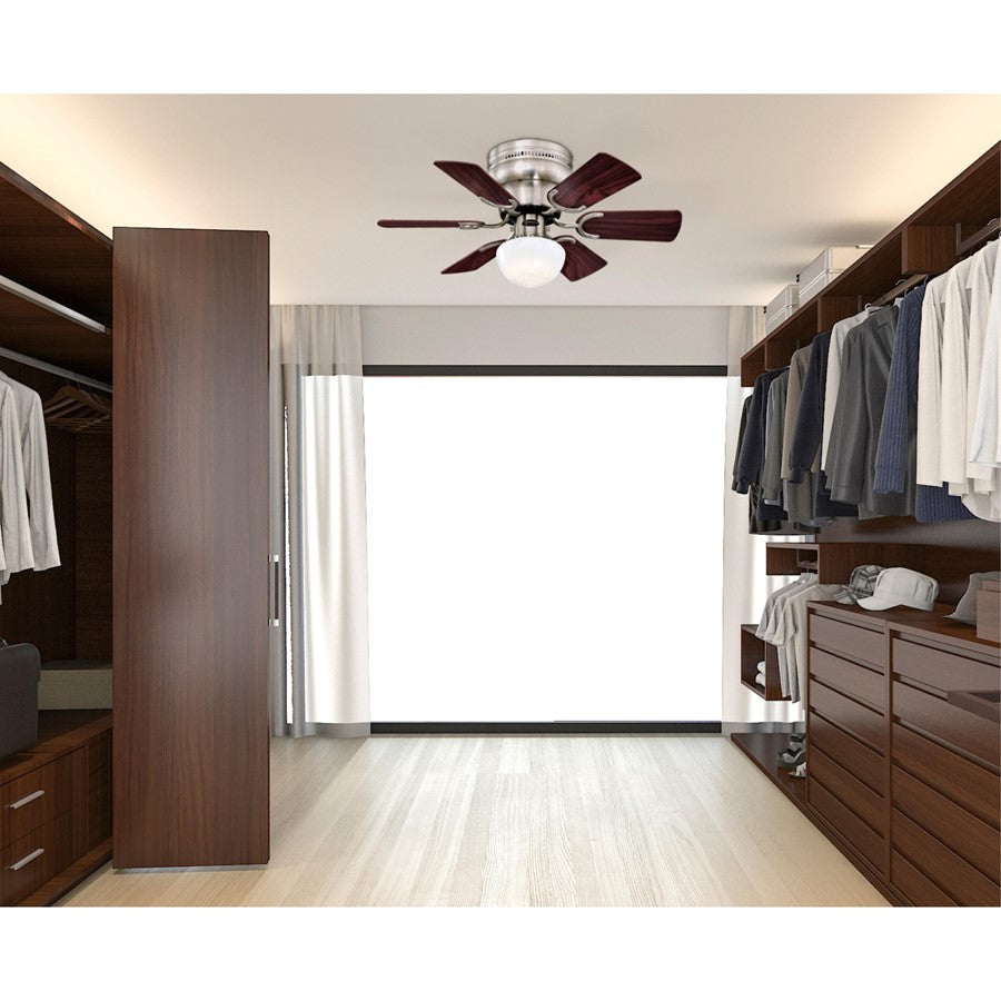 Westinghouse Petite 30in 6-Blade Ceiling Fan | Traditional Brushed Nickel and Opal Glass | Small Bedroom & Office | 800 Lumens, 3000K | Model 7230700