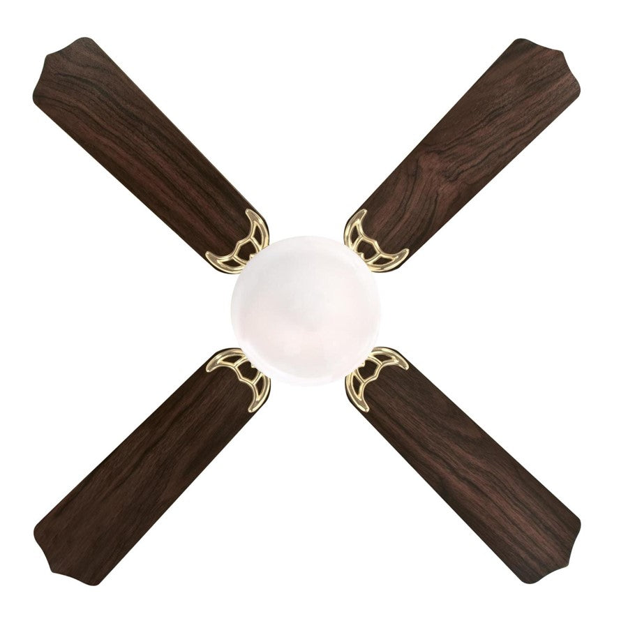 Westinghouse Casanova Supreme 42in 4-Blade Ceiling Fan | Traditional Polished Brass and Opal Glass | Small Living Room & Bedroom | Model 7231000