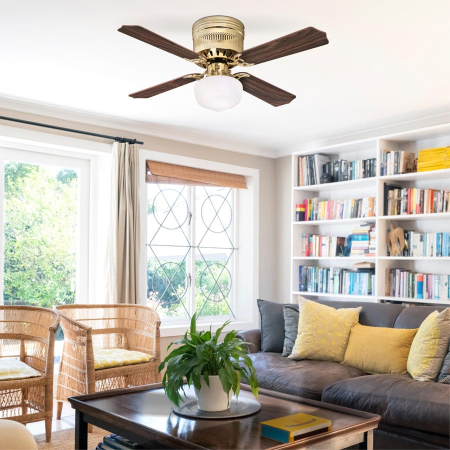 Westinghouse Casanova Supreme 42in 4-Blade Ceiling Fan | Traditional Polished Brass and Opal Glass | Small Living Room & Bedroom | Model 7231000