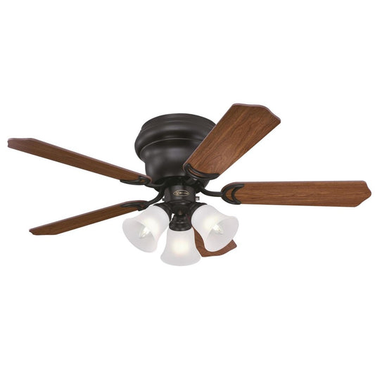 Westinghouse Contempra Trio 42in 5-Blade Ceiling Fan | Traditional Oil Rubbed Bronze and Frosted Glass | Small Bedroom & Office | Model 7231300