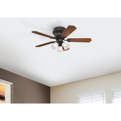 Westinghouse Contempra Trio 42in 5-Blade Ceiling Fan | Traditional Oil Rubbed Bronze and Frosted Glass | Small Bedroom & Office | Model 7231300