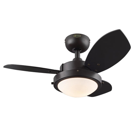 Westinghouse Wengue 30in 3-Blade LED Ceiling Fan | Contemporary Espresso and Dark Cherry MDF Blades | Small Bedroom & Office | Model 7233000