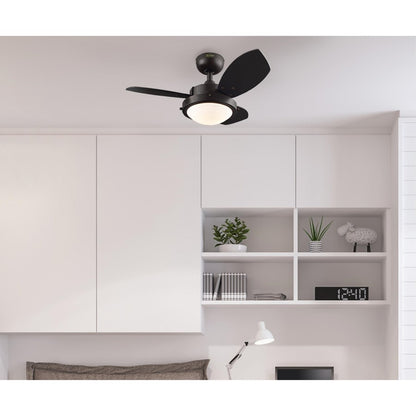Westinghouse Wengue 30in 3-Blade LED Ceiling Fan | Contemporary Espresso and Dark Cherry MDF Blades | Small Bedroom & Office | Model 7233000