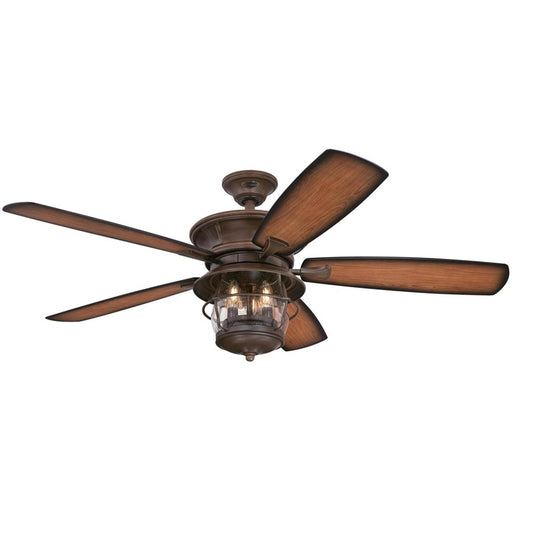 Westinghouse Brentford 52in 5-Blade LED Ceiling Fan | Rustic Aged Walnut and Dark Cherry ABS Blades | Covered Patio & Gazebo | Model 7233400