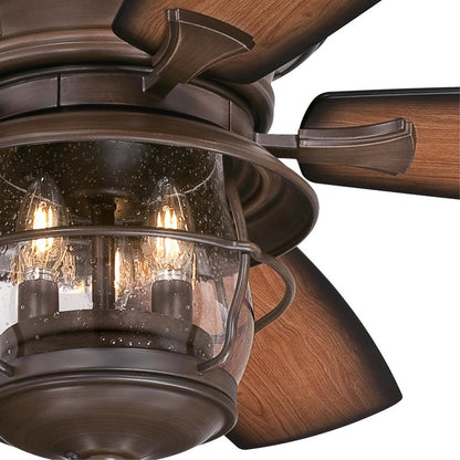 Westinghouse Brentford 52in 5-Blade LED Ceiling Fan | Rustic Aged Walnut and Dark Cherry ABS Blades | Covered Patio & Gazebo | Model 7233400