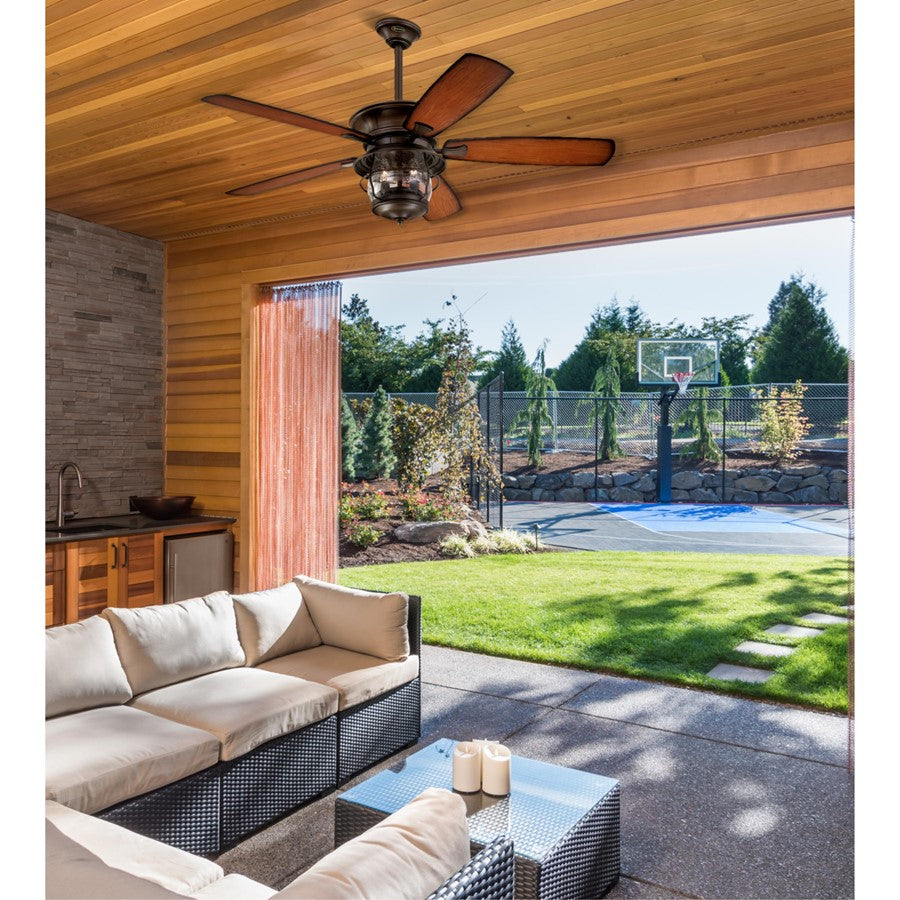 Westinghouse Brentford 52in 5-Blade LED Ceiling Fan | Rustic Aged Walnut and Dark Cherry ABS Blades | Covered Patio & Gazebo | Model 7233400