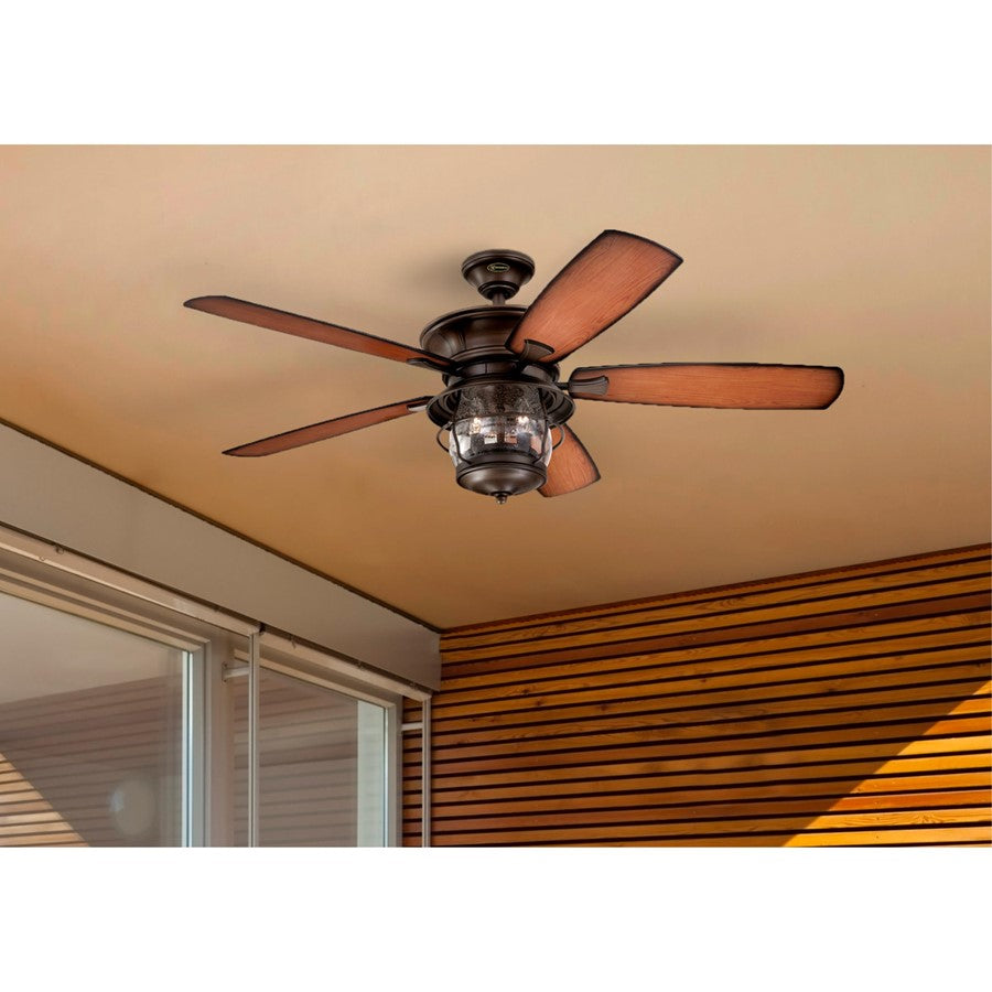 Westinghouse Brentford 52in 5-Blade LED Ceiling Fan | Rustic Aged Walnut and Dark Cherry ABS Blades | Covered Patio & Gazebo | Model 7233400