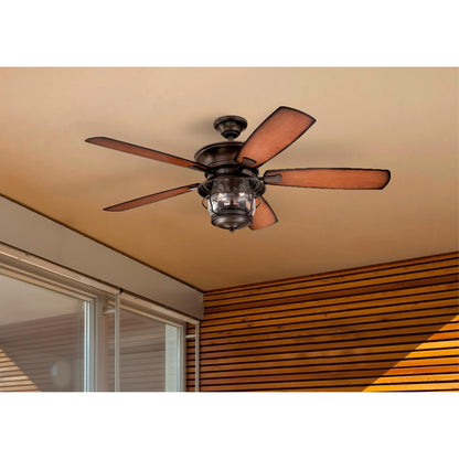 Westinghouse Brentford 52in 5-Blade LED Ceiling Fan | Rustic Aged Walnut and Dark Cherry ABS Blades | Covered Patio & Gazebo | Model 7233400
