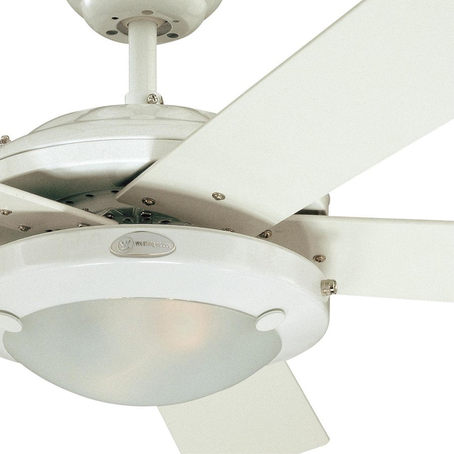 Westinghouse Comet 52in 5-Blade LED Ceiling Fan | Transitional White and White Washed Pine Plywood Blades | Great Room & Living Room | Model 7233600