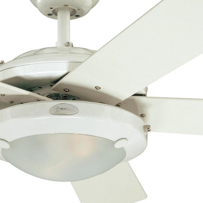Westinghouse Comet 52in 5-Blade LED Ceiling Fan | Transitional White and White Washed Pine Plywood Blades | Great Room & Living Room | Model 7233600