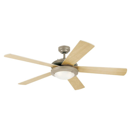 Westinghouse Comet 52in 5-Blade LED Ceiling Fan | Transitional Brushed Pewter and Light Maple Plywood Blades | Great Room & Living | Model 7234100