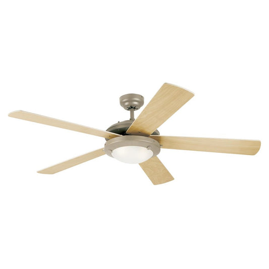 Westinghouse Comet 52in 5-Blade LED Ceiling Fan | Transitional Brushed Pewter and Light Maple Plywood Blades | Great Room & Living | Model 7234100