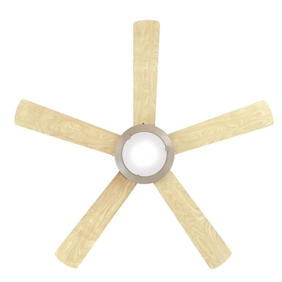 Westinghouse Comet 52in 5-Blade LED Ceiling Fan | Transitional Brushed Pewter and Light Maple Plywood Blades | Great Room & Living | Model 7234100