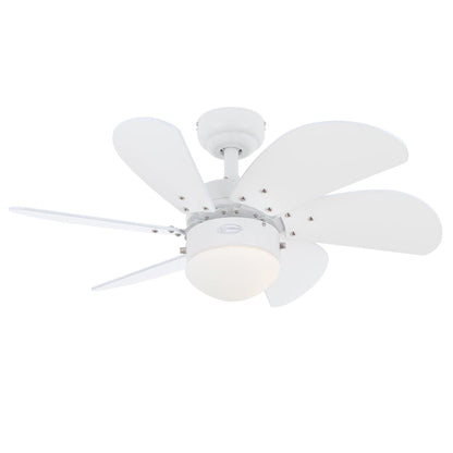 Westinghouse Turbo Swirl 30in 6-Blade Ceiling Fan | Contemporary White and Opal Frosted Glass | Small Bedrooms & Home Offices | Model 7234400