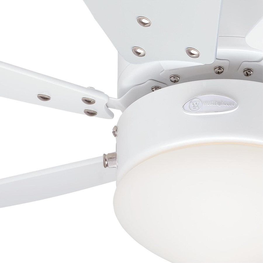Westinghouse Turbo Swirl 30in 6-Blade Ceiling Fan | Contemporary White and Opal Frosted Glass | Small Bedrooms & Home Offices | Model 7234400