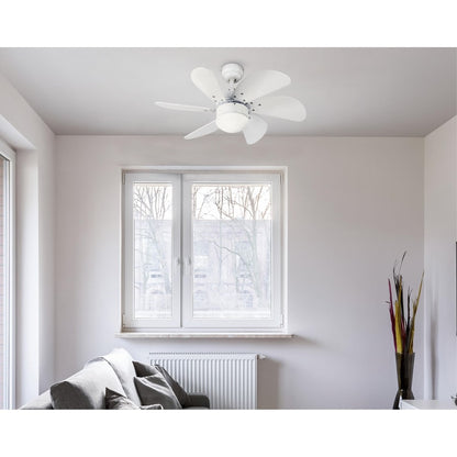 Westinghouse Turbo Swirl 30in 6-Blade Ceiling Fan | Contemporary White and Opal Frosted Glass | Small Bedrooms & Home Offices | Model 7234400