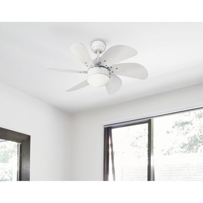 Westinghouse Turbo Swirl 30in 6-Blade Ceiling Fan | Contemporary White and Opal Frosted Glass | Small Bedrooms & Home Offices | Model 7234400