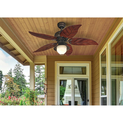 Westinghouse Oasis 48in 5-Blade Ceiling Fan | Rustic Oil Rubbed Bronze and Mahogany ABS | Covered Patios & Large Living Rooms | Model 7236200