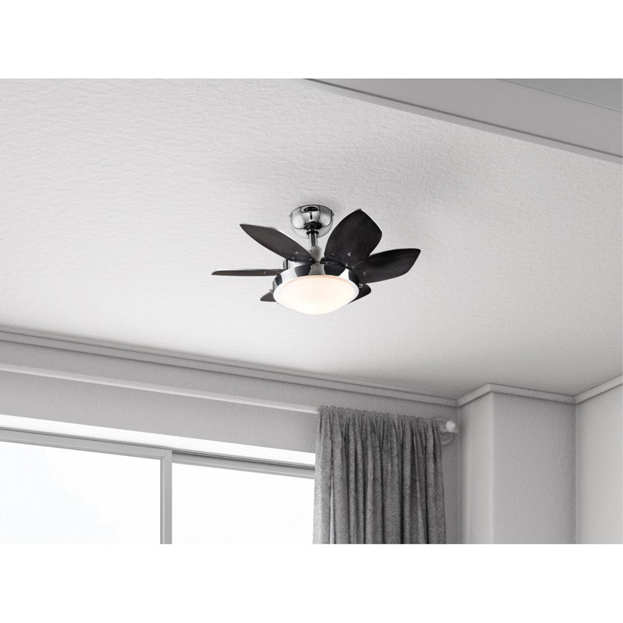 Westinghouse Quince 24in 6-Blade Ceiling Fan | Contemporary Chrome and Reversible Wengue/Beech | Small Bedrooms & Kitchens | Model 7236600