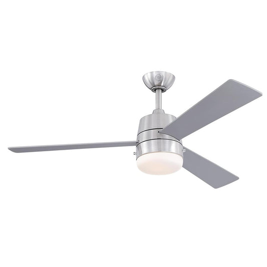 Westinghouse Brinley 52in 3-Blade Ceiling Fan | Contemporary Brushed Nickel and Reversible Silver/Gray Teak | Large Living Rooms & | Model 7304900