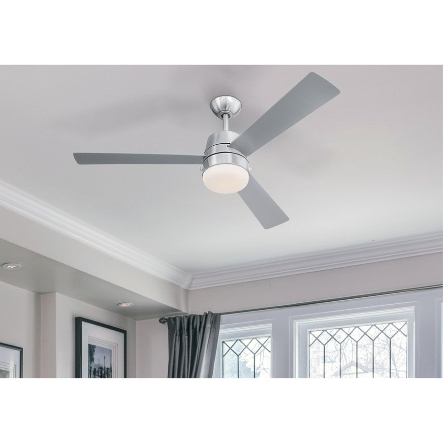 Westinghouse Brinley 52in 3-Blade Ceiling Fan | Contemporary Brushed Nickel and Reversible Silver/Gray Teak | Large Living Rooms & | Model 7304900