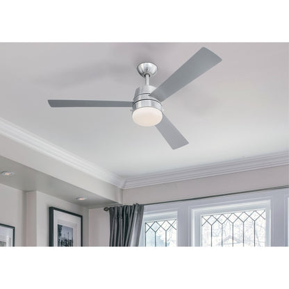 Westinghouse Brinley 52in 3-Blade Ceiling Fan | Contemporary Brushed Nickel and Reversible Silver/Gray Teak | Large Living Rooms & | Model 7304900
